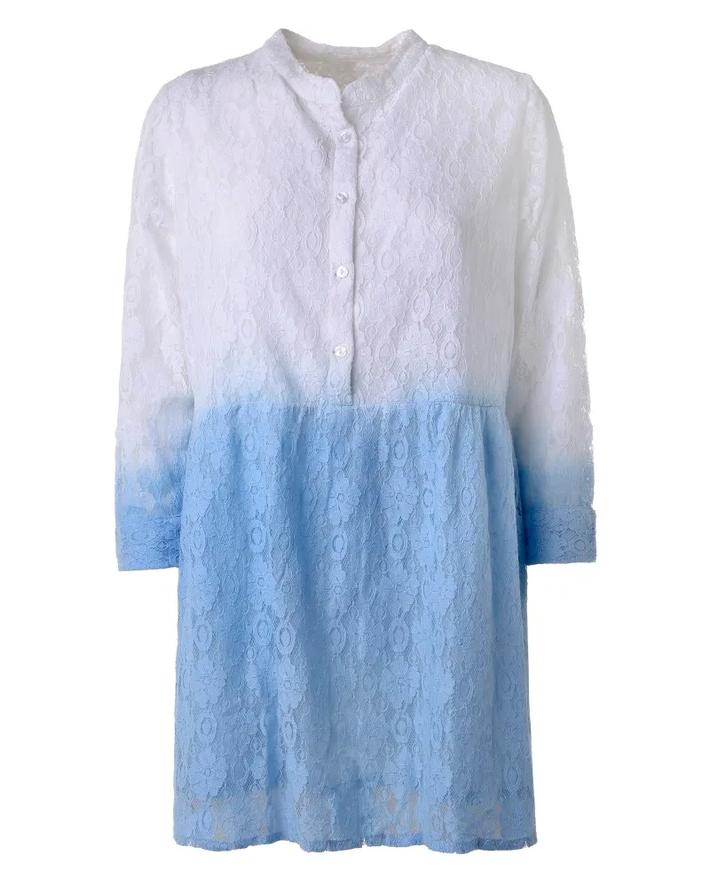 ΦΟΡΕΜΑ KONTO ΜΕ ΜΑΝΙΚΙ ΛΕΥΚΟ ΓΑΛΑΖΙΟ ONE SIZE (100% COTTON)