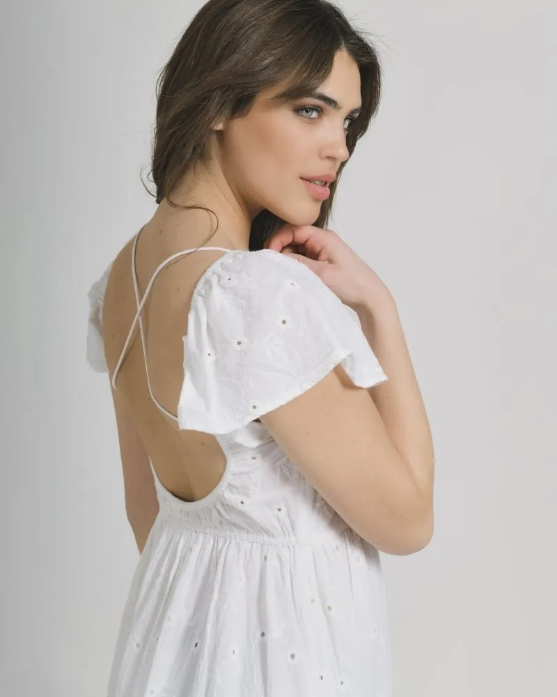 ΦΟΡΕΜΑ ΜΑΚΡΥ ΣΕ ΛΕΥΚΟ ΧΡΩΜΑ ΜΕ ΑΝΟΙΓΜΑ ΣΤΗ ΠΛΑΤΗ ΟΝΕ SIZE (100% COTTON)