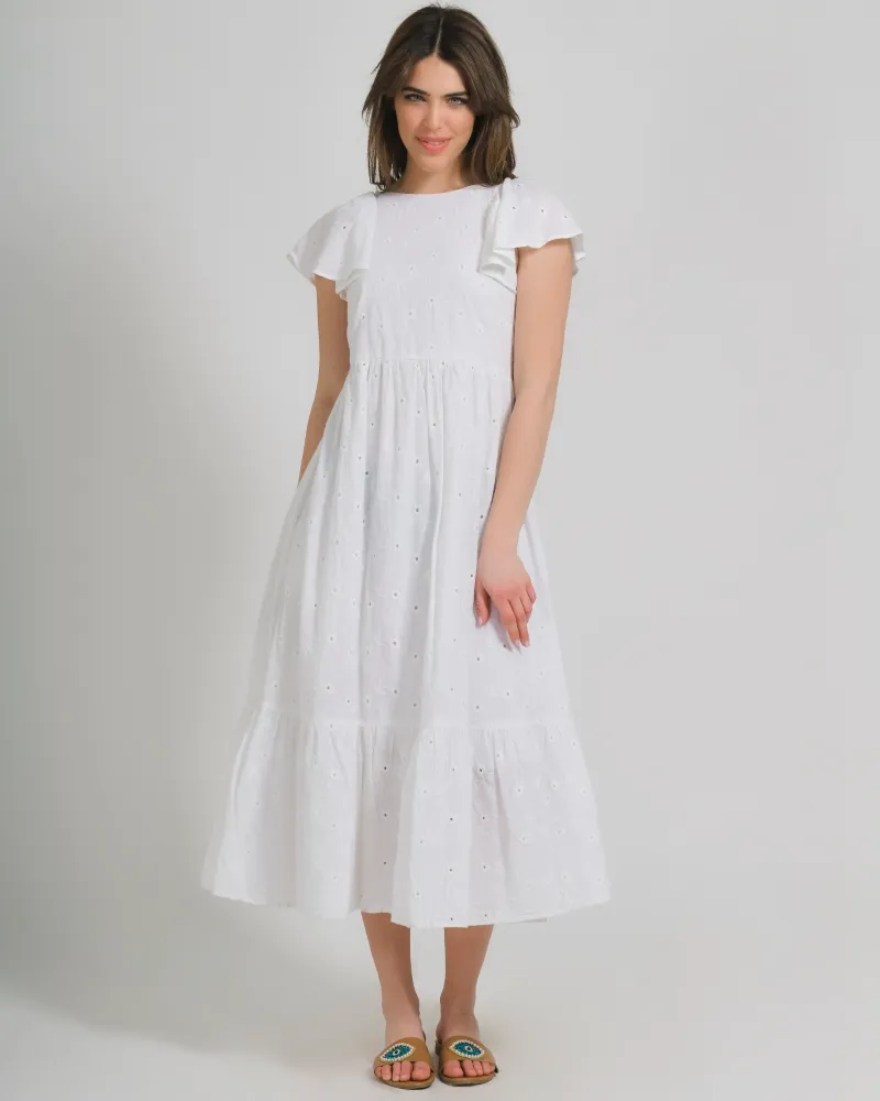 ΦΟΡΕΜΑ ΜΑΚΡΥ ΣΕ ΛΕΥΚΟ ΧΡΩΜΑ ΜΕ ΑΝΟΙΓΜΑ ΣΤΗ ΠΛΑΤΗ ΟΝΕ SIZE (100% COTTON)