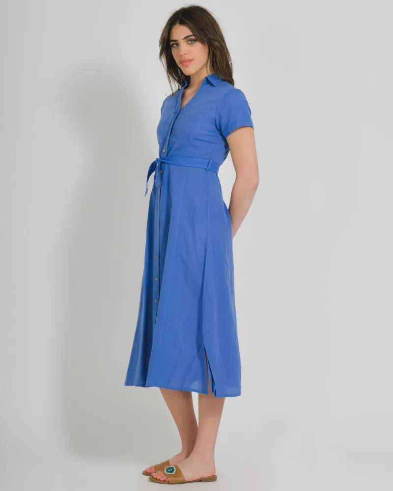 ΠΟΥΚΑΜΙΣΑ KONTOMANIKH ΣΕ ΜΠΛΕ ΧΡΩΜΑ ΜΕ ΖΩΝΗ ONE SIZE (100% COTTON)