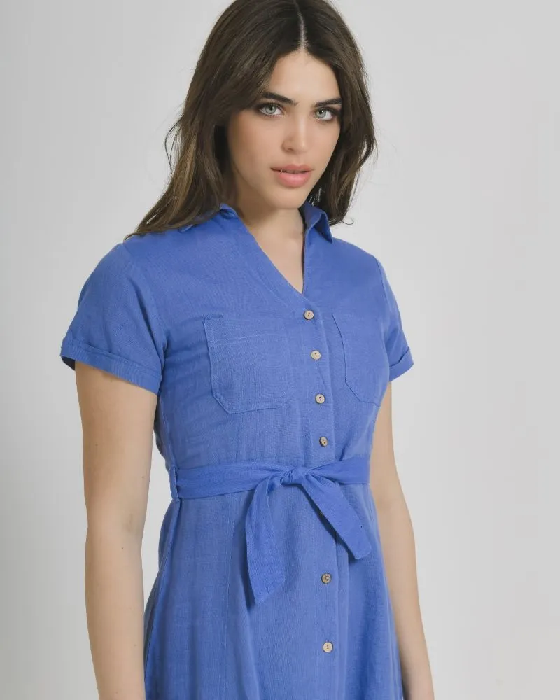 ΠΟΥΚΑΜΙΣΑ KONTOMANIKH ΣΕ ΜΠΛΕ ΧΡΩΜΑ ΜΕ ΖΩΝΗ ONE SIZE (100% COTTON)