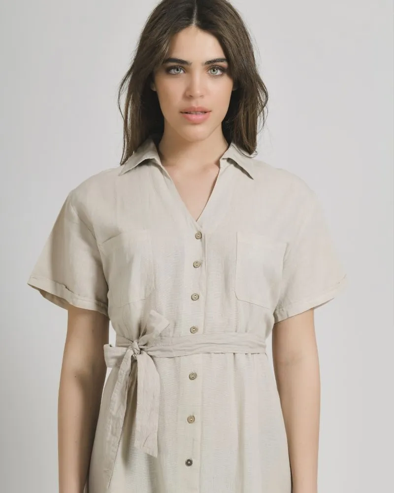 ΠΟΥΚΑΜΙΣΑ KONTOMANIKH ΣΕ ΜΠΕΖ ΧΡΩΜΑ ΜΕ ΖΩΝΗ ONE SIZE (100% COTTON)