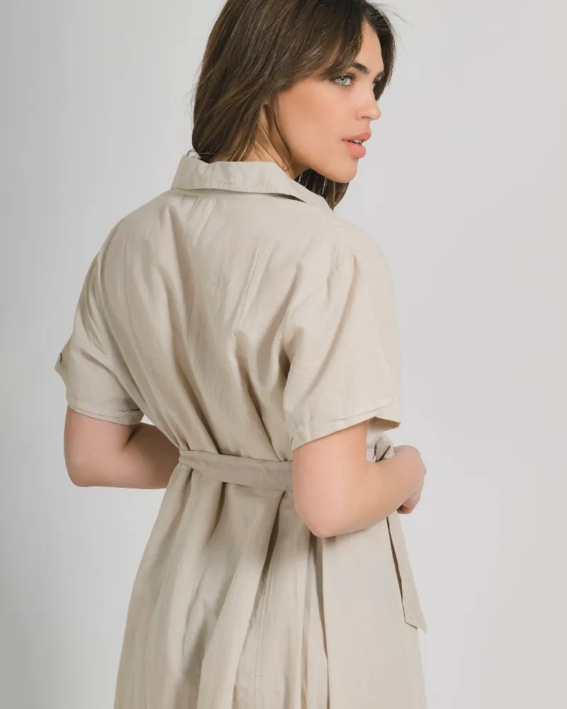 ΠΟΥΚΑΜΙΣΑ KONTOMANIKH ΣΕ ΜΠΕΖ ΧΡΩΜΑ ΜΕ ΖΩΝΗ ONE SIZE (100% COTTON)