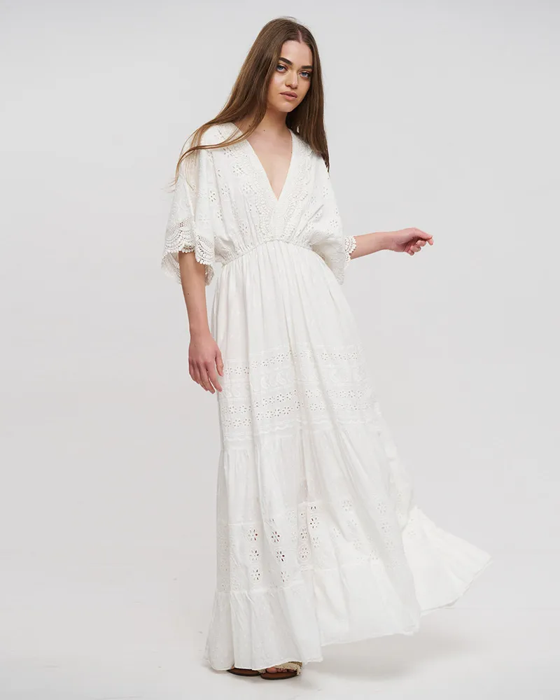 ΦΟΡΕΜΑ ΜΑΚΡΥ ΣΕ ΛΕΥΚΟ ΧΡΩΜΑ ONE SIZE (100% COTTON)