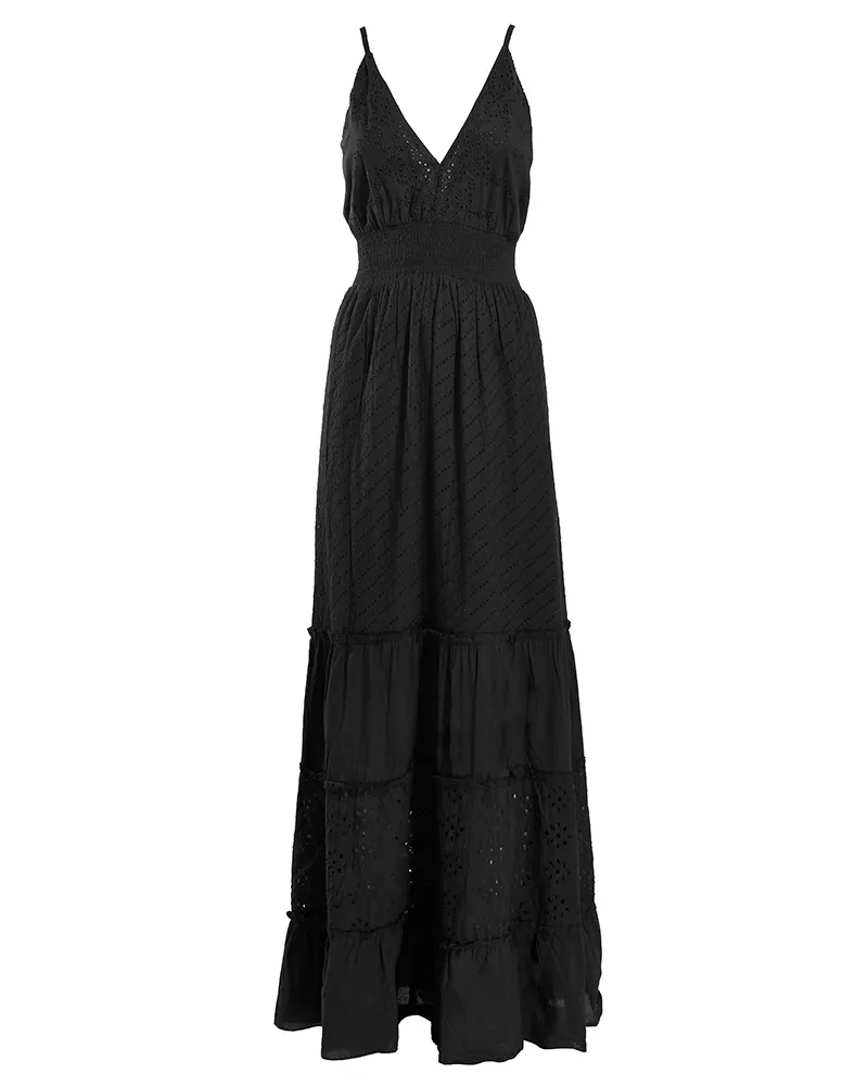 ΦΟΡΕΜΑ ΜΑΚΡΥ AMANIKO ΣΕ ΜΑΥΡΟ ΧΡΩΜΑ ONE SIZE (100% COTTON)