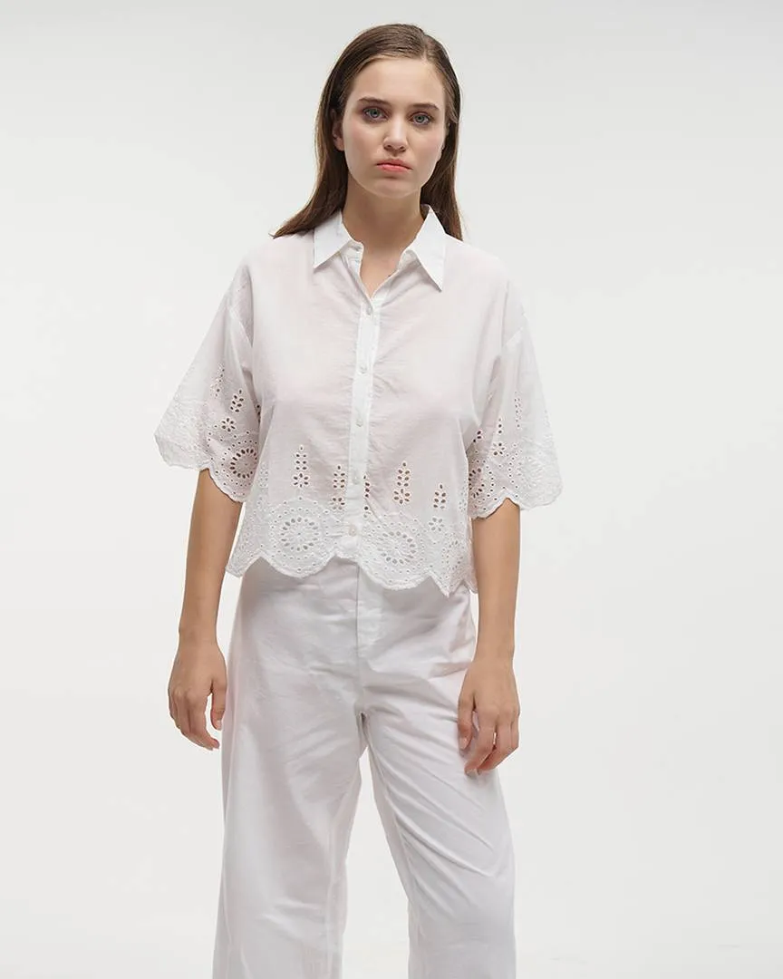 S/2 ΠΟΥΚΑΜΙΣΟ ΚΟΝΤΟ ΚΑΙ ΠΑΝΤΕΛΟΝΑ ΣΕ ΛΕΥΚΟ ΧΡΩΜΑ ONE SIZE (100% COTTON)