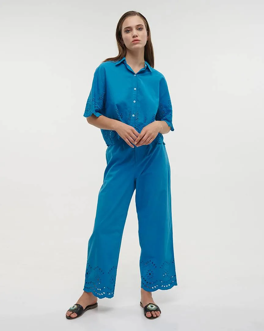 S/2 ΠΟΥΚΑΜΙΣΟ ΚΟΝΤΟ ΚΑΙ ΠΑΝΤΕΛΟΝΑ ΣΕ ΜΠΛΕ ΧΡΩΜΑ ONE SIZE (100% COTTON)