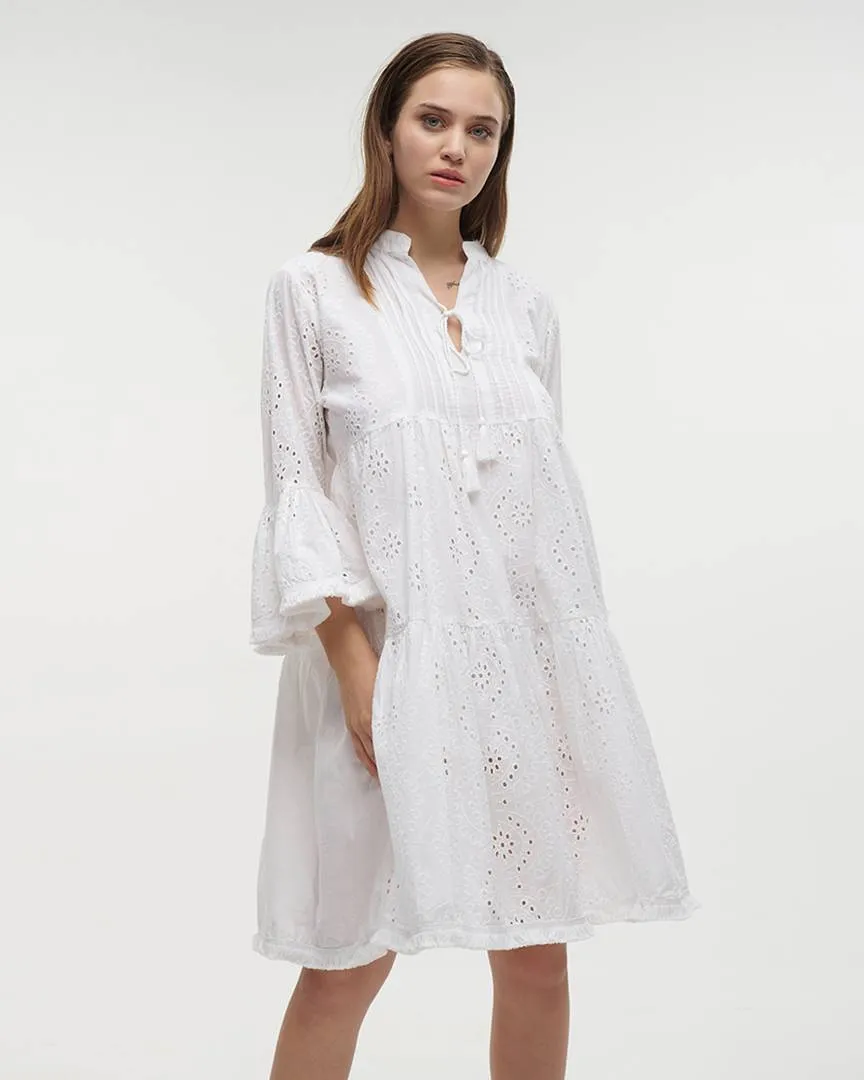 ΦΟΡΕΜΑ ΚΟΝΤΟ ΜΕ 3/4 ΜΑΝΙΚΙ ΛΕΥΚΟ ONE SIZE (100% COTTON)