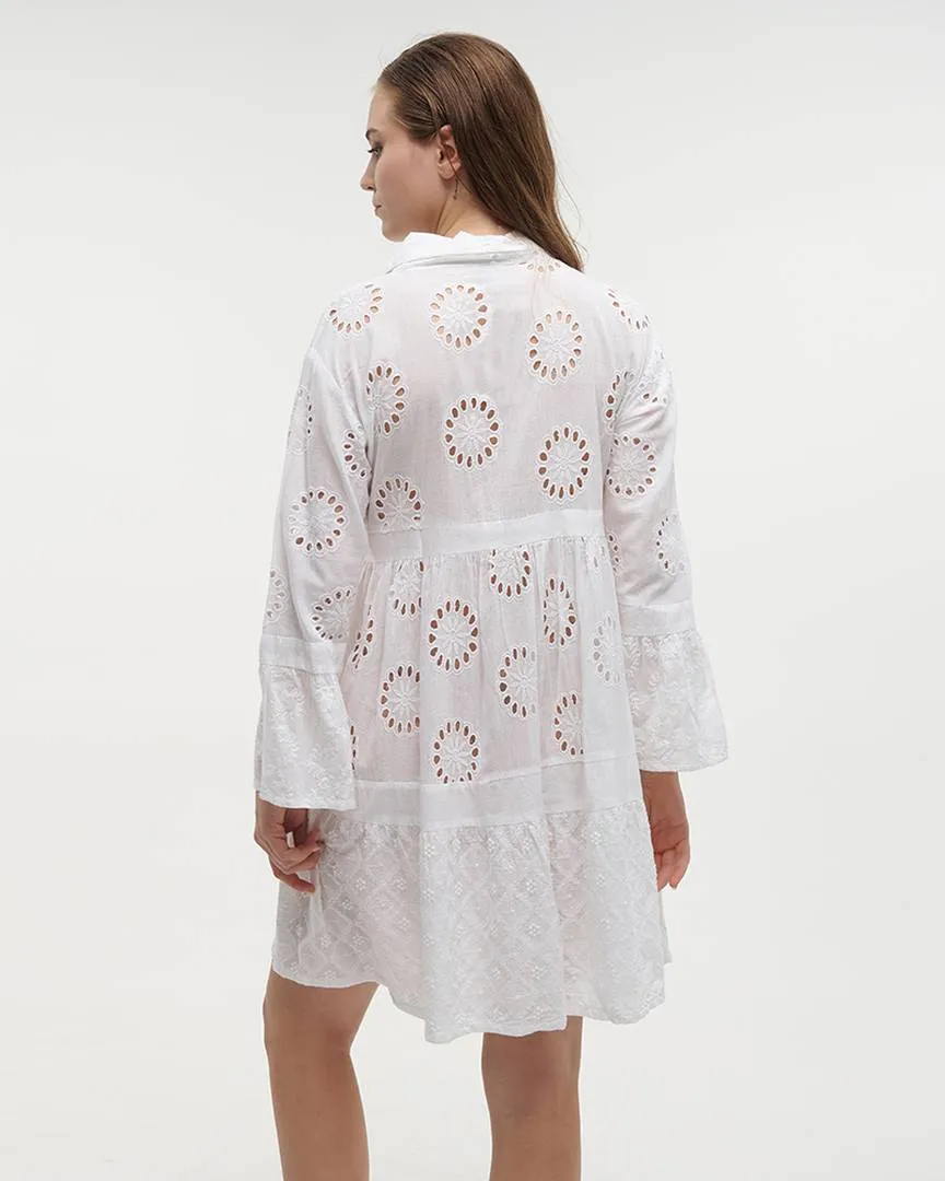 ΦΟΡΕΜΑ/ΠΟΥΚΑΜΙΣΑ ΜΕ 3/4 ΜΑΝΙΚΙ ΛΕΥΚΟ ONE SIZE (100% COTTON)