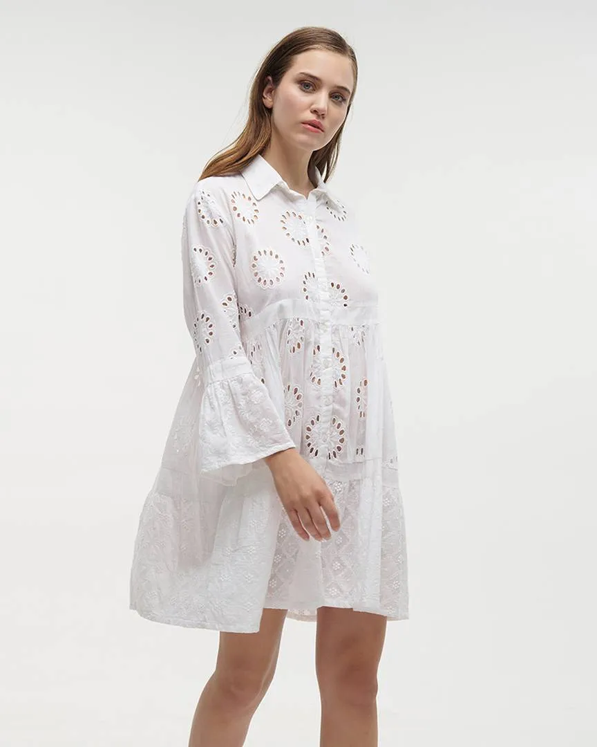 ΦΟΡΕΜΑ/ΠΟΥΚΑΜΙΣΑ ΜΕ 3/4 ΜΑΝΙΚΙ ΛΕΥΚΟ ONE SIZE (100% COTTON)