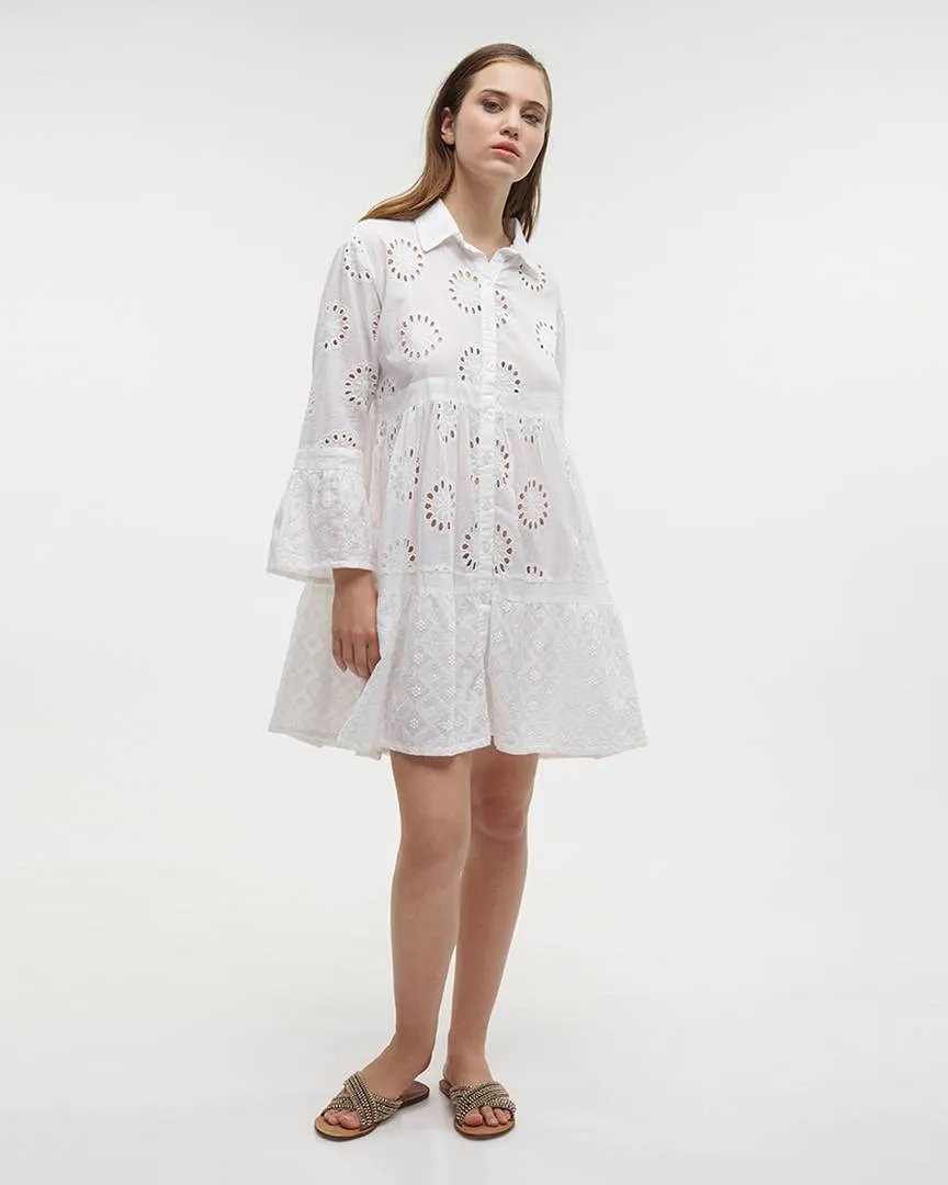 ΦΟΡΕΜΑ/ΠΟΥΚΑΜΙΣΑ ΜΕ 3/4 ΜΑΝΙΚΙ ΛΕΥΚΟ ONE SIZE (100% COTTON)