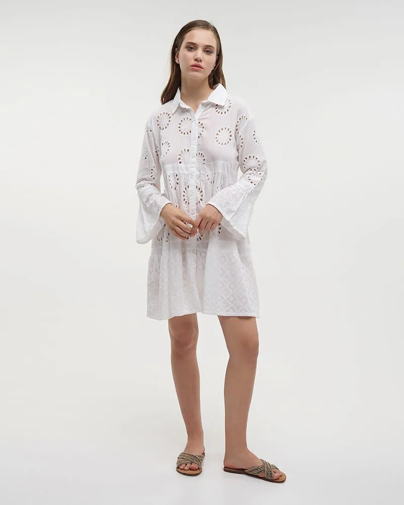 ΦΟΡΕΜΑ/ΠΟΥΚΑΜΙΣΑ ΜΕ 3/4 ΜΑΝΙΚΙ ΛΕΥΚΟ ONE SIZE (100% COTTON)