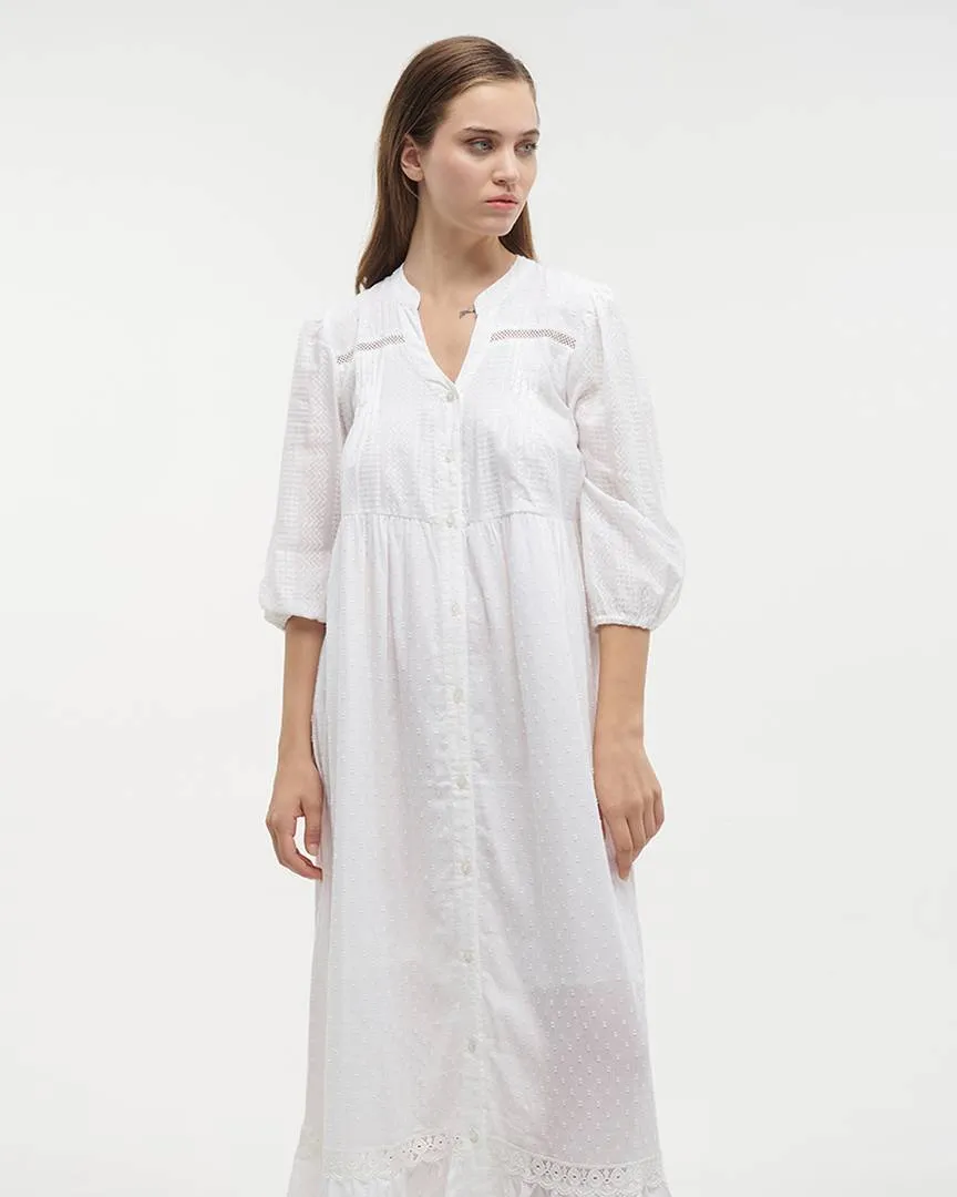 ΦΟΡΕΜΑ ΜΑΚΡΥ ΜΕ 3/4 ΜΑΝΙΚΙ ΛΕΥΚΟ ONE SIZE (100% COTTON).