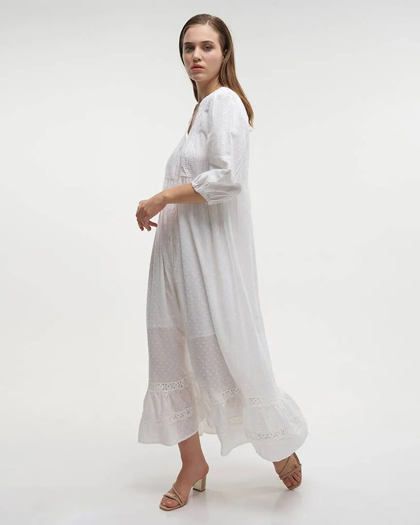 ΦΟΡΕΜΑ ΜΑΚΡΥ ΜΕ 3/4 ΜΑΝΙΚΙ ΛΕΥΚΟ ONE SIZE (100% COTTON).