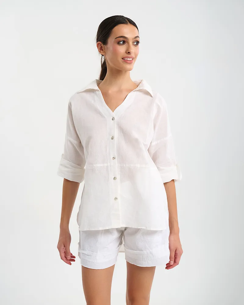 ΑΕΡΙΝΟ ΠΟΥΚΑΜΙΣΟ ΣΕ ΛΕΥΚΟ ΧΡΩΜΑ ONE SIZE ( 100% COTTON)