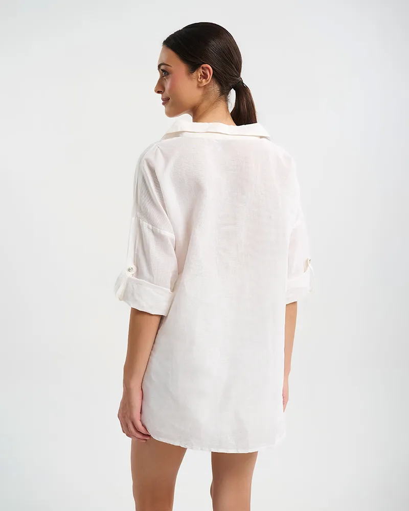 ΑΕΡΙΝΟ ΠΟΥΚΑΜΙΣΟ ΣΕ ΛΕΥΚΟ ΧΡΩΜΑ ONE SIZE ( 100% COTTON)