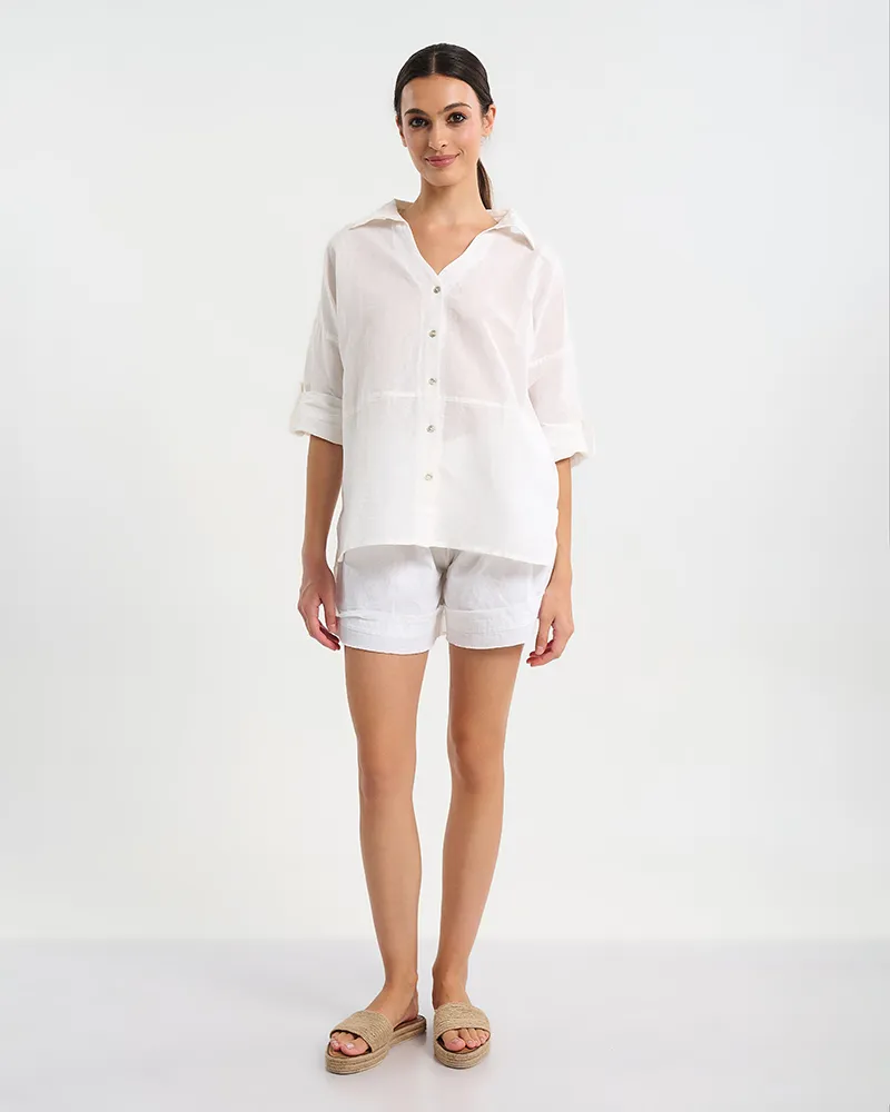 ΑΕΡΙΝΟ ΠΟΥΚΑΜΙΣΟ ΣΕ ΛΕΥΚΟ ΧΡΩΜΑ ONE SIZE ( 100% COTTON)