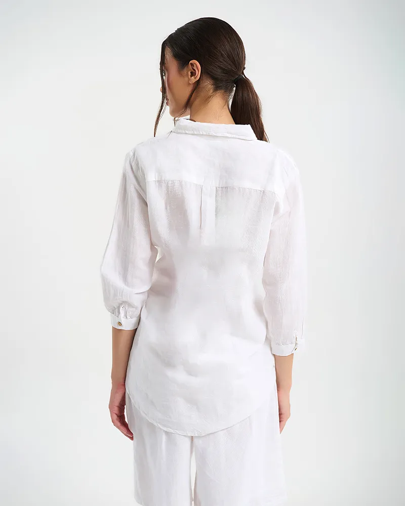 ΠΟΥΚΑΜΙΣΑ ΣΕ ΛΕΥΚΟ ΧΡΩΜΑ ΜΕ ΜΠΕΖ ΚΟΥΜΠΙΑ ONE SIZE (100% COTTON)