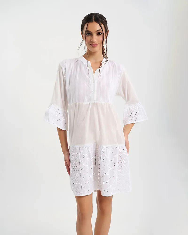 ΦΟΡΕΜΑ ΚΟΝΤΟ ΜΕ ΛΕΠΤΟΜΕΡΕΙΕΣ ΜΕ ΚΟΥΜΠΙΑ ΚΑΙ ΚΕΝΤΗΜΑΤΑ ONE SIZE ( 100% COTTON)