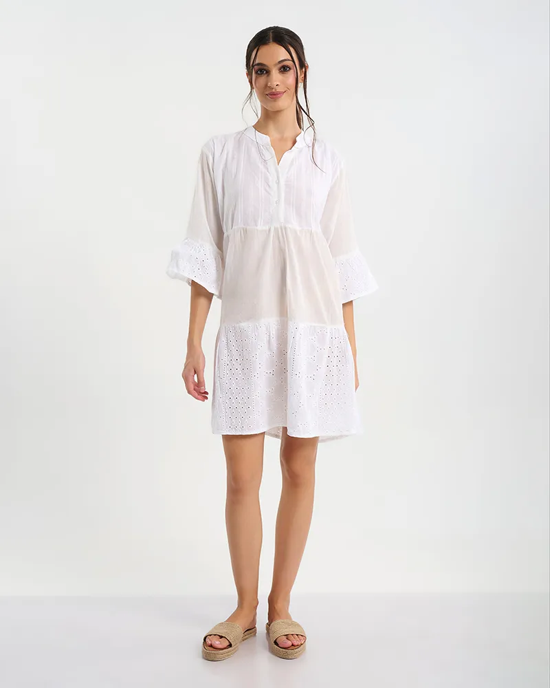 ΦΟΡΕΜΑ ΚΟΝΤΟ ΜΕ ΛΕΠΤΟΜΕΡΕΙΕΣ ΜΕ ΚΟΥΜΠΙΑ ΚΑΙ ΚΕΝΤΗΜΑΤΑ ONE SIZE ( 100% COTTON)