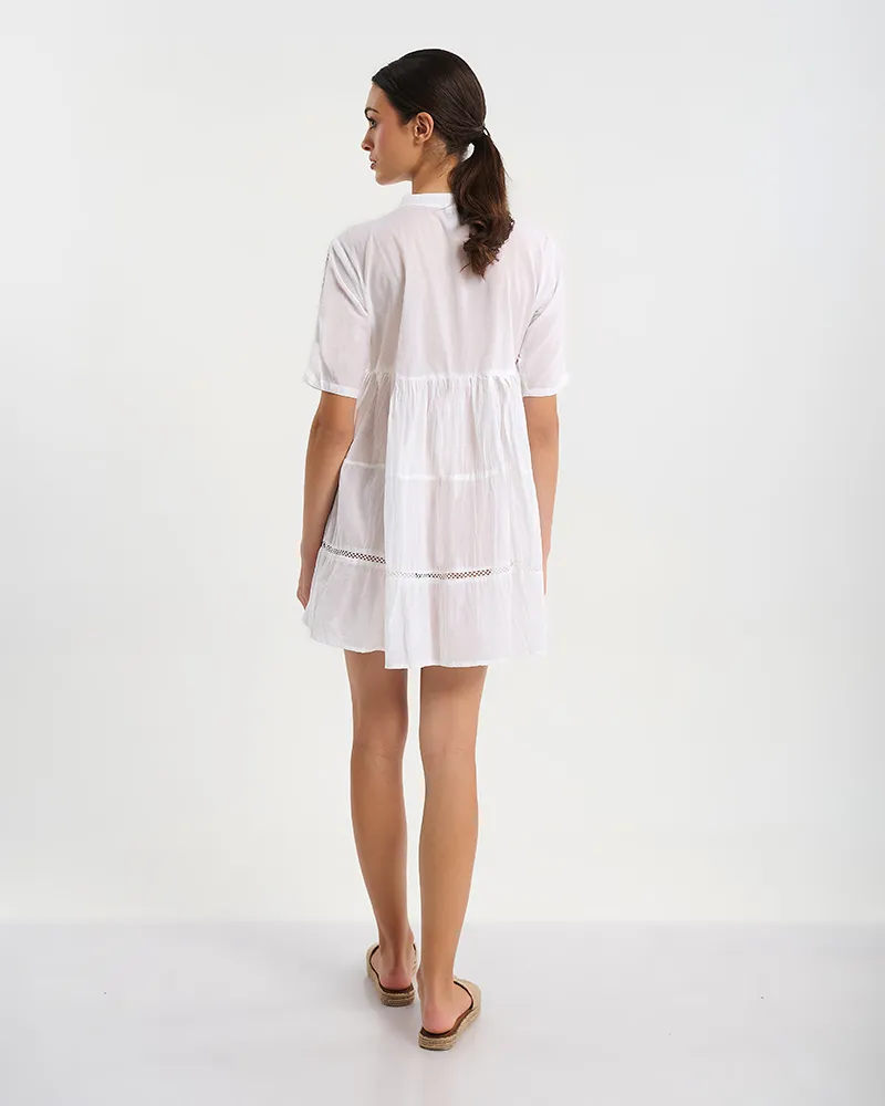 ΦΟΡΕΜΑ ΑΕΡΙΝΟ ΚΟΝΤΟ ΣΕ ΛΕΥΚΟ ΧΡΩΜΑ ONE SIZE (100% COTTON)