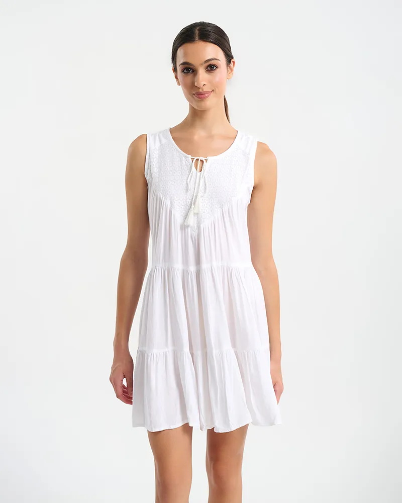 ΦΟΡΕΜΑ ΚΟΝΤΟ ΑΜΑΝΙΚΟ ΣΕ ΛΕΥΚΟ ΜΕ ΔΙΑΚΟΣΜΗΤΙΚΑ ΚΡΟΣΣΙΑ ONE SIZE ( 100% COTTON)