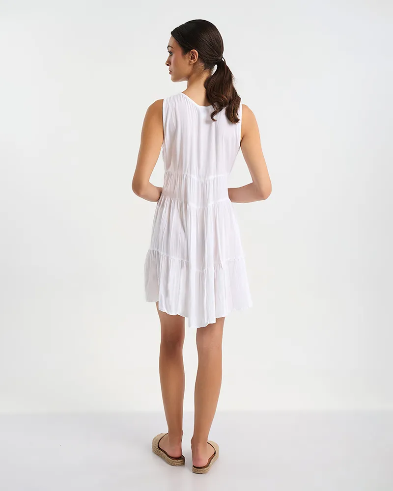 ΦΟΡΕΜΑ ΚΟΝΤΟ ΑΜΑΝΙΚΟ ΣΕ ΛΕΥΚΟ ΜΕ ΔΙΑΚΟΣΜΗΤΙΚΑ ΚΡΟΣΣΙΑ ONE SIZE ( 100% COTTON)