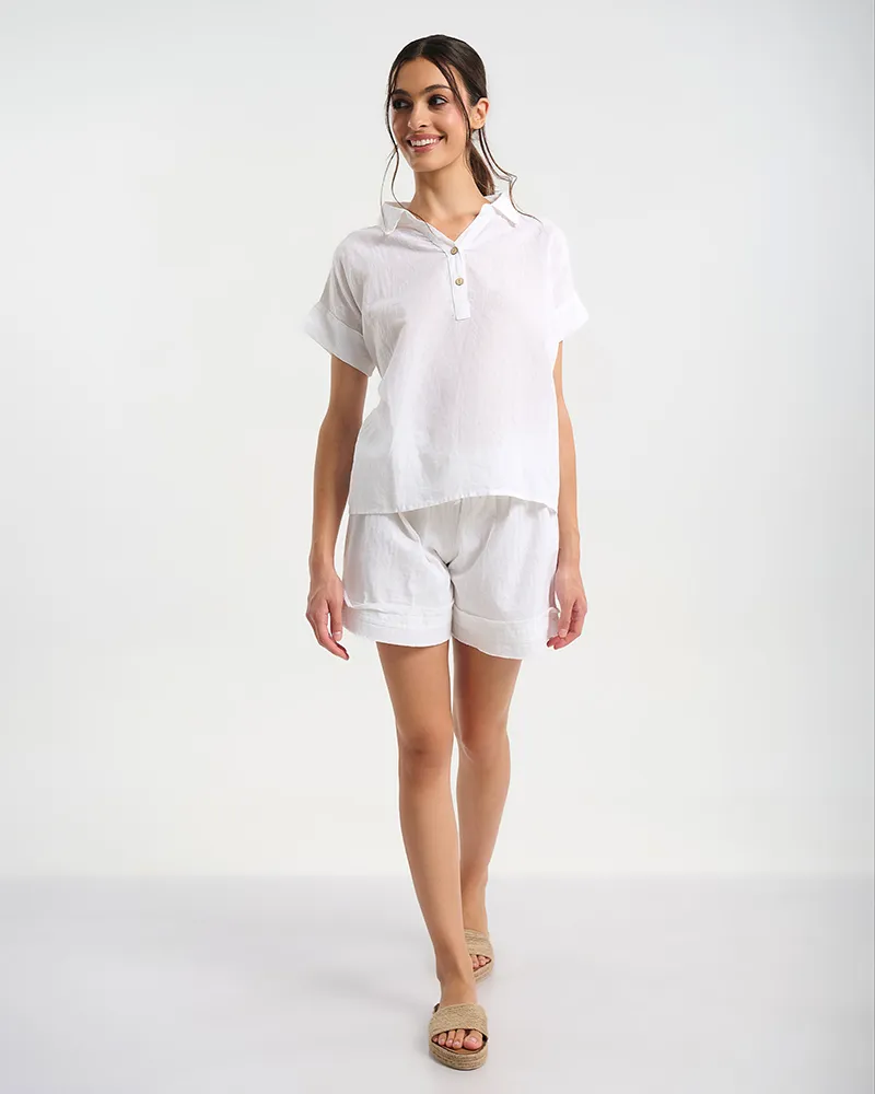 ΠΟΥΚΑΜΙΣΟ ΜΕ ΚΟΝΤΟ ΜΑΝΙΚΙ ΣΕ ΛΕΥΚΟ ΧΡΩΜΑ ONE SIZE (100% COTTON) ΠΟΥΚΑΜΙΣΟ ΜΕ ΚΟΝΤΟ ΜΑΝΙΚΙ ΣΕ ΛΕΥΚΟ ΧΡΩΜΑ ONE SIZE (100% COTTON)