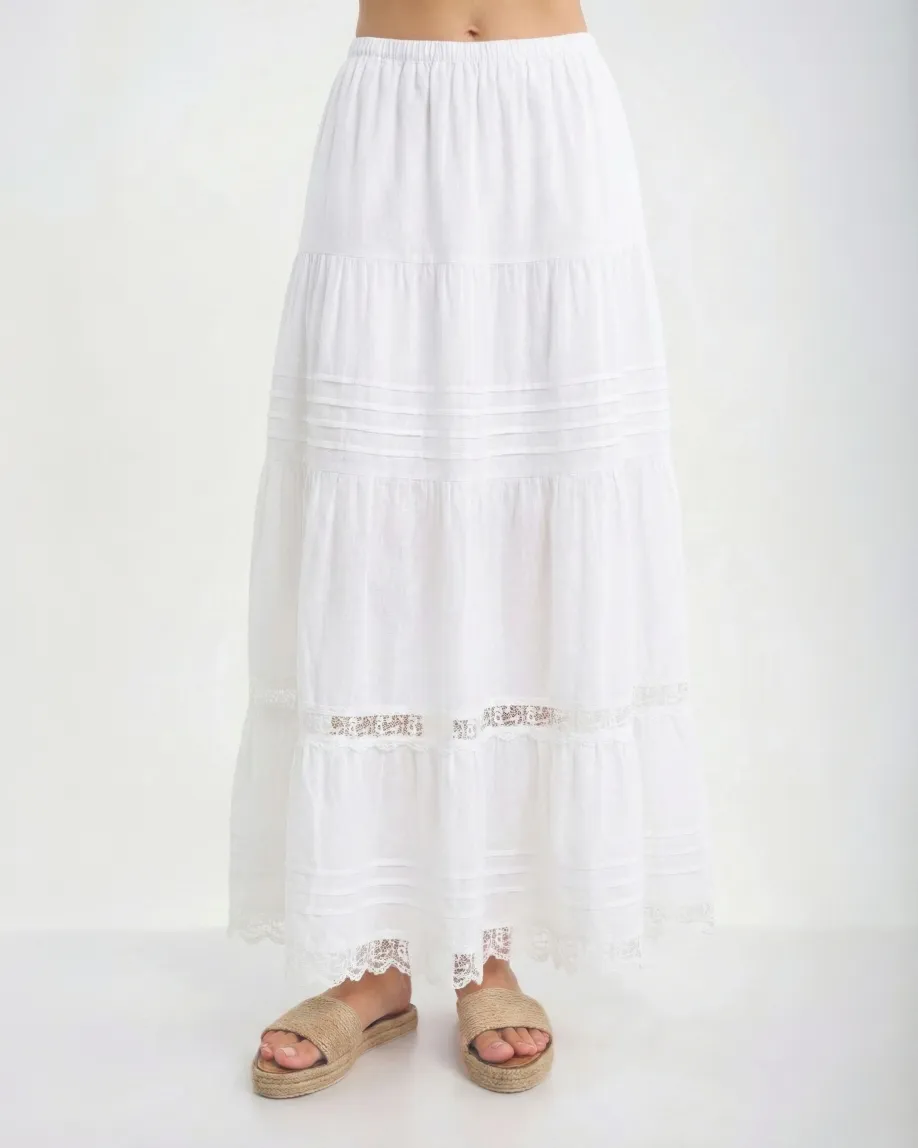 ΦΟΥΣΤΑ ΣΕ ΛΕΥΚΟ ΧΡΩΜΑ ΜΕ ΛΕΠΤΟΜΕΡΕΙΕΣ ΜΕ ΔΑΝΤΕΛΑ ONE SIZE (100% COTTON)