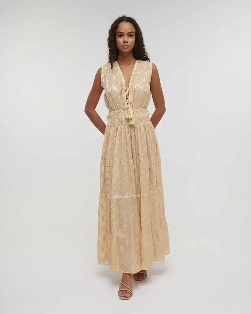 ΦΟΡΕΜΑ ΜΑΚΡΥ ΑΜΑΝΙΚΟ ΕΚΡΟΥ ΜΕ ΧΡΥΣΕΣ ΛΕΠΤΟΜΕΡΕΙΕΣ ONE SIZE (100% COTTON)