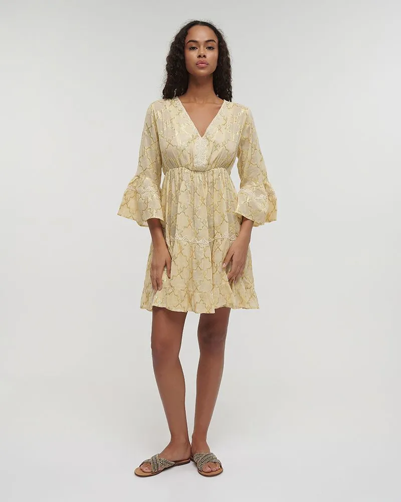 ΦΟΡΕΜΑ ΚΟΝΤΟ ΜΕ 3/4 ΜΑΝΙΚΙ ΕΚΡΟΥ ΜΕ ΧΡΥΣΕΣ ΛΕΠΤΟΜΕΡΕΙΕΣ ONE SIZE (100% COTTON) ΦΟΡΕΜΑ ΚΟΝΤΟ ΜΕ 3/4 ΜΑΝΙΚΙ ΕΚΡΟΥ ΜΕ ΧΡΥΣΕΣ ΛΕΠΤΟΜΕΡΕΙΕΣ ONE SIZE (100% COTTON)