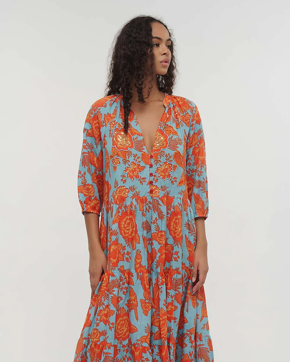 ΦΟΡΕΜΑ ΜΑΚΡΥ ΜΠΛΕ/ΚΟΚΚΙΝΟ ONE SIZE (100% COTTON)