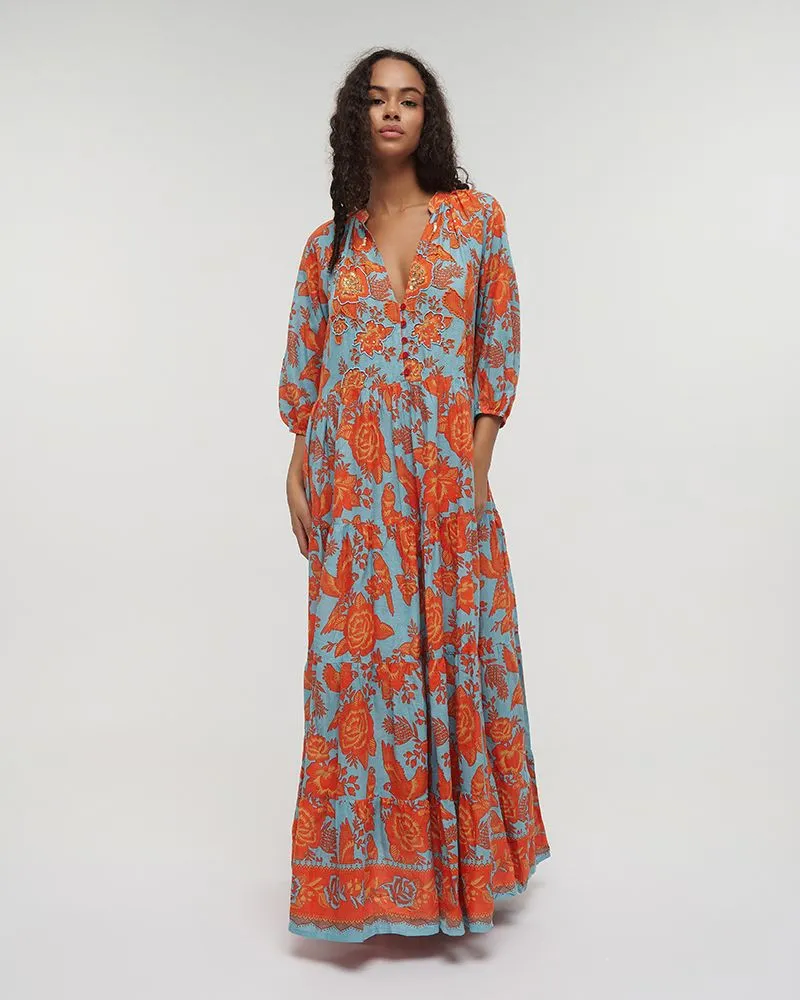 ΦΟΡΕΜΑ ΜΑΚΡΥ ΜΠΛΕ/ΚΟΚΚΙΝΟ ONE SIZE (100% COTTON)