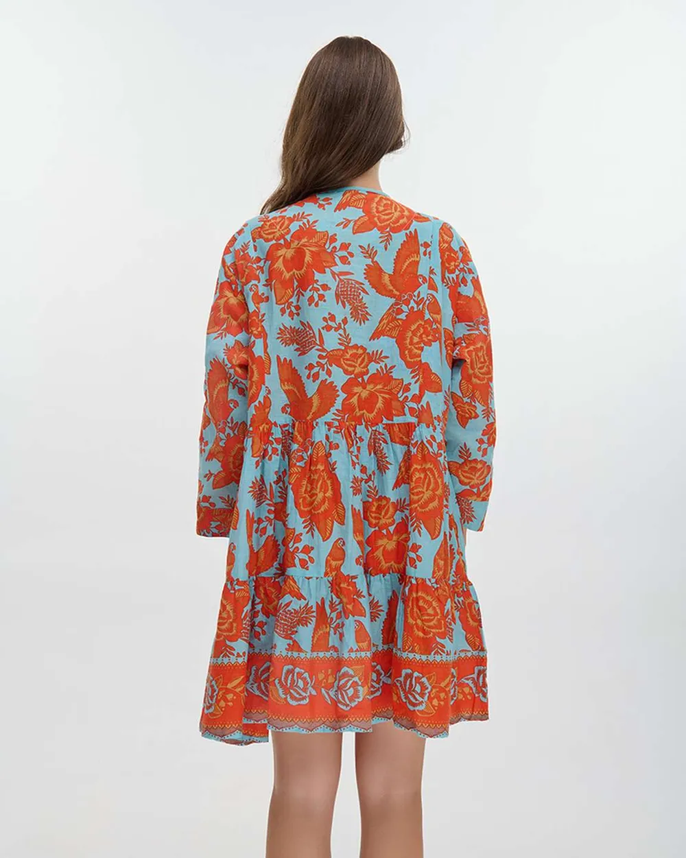 ΦΟΡΕΜΑ/ΚΑΦΤΑΝΙ KONTO ME 3/4 MANIKI ΜΠΛΕ/ΚΟΚΚΙΝΟ ONE SIZE (100% COTTON)