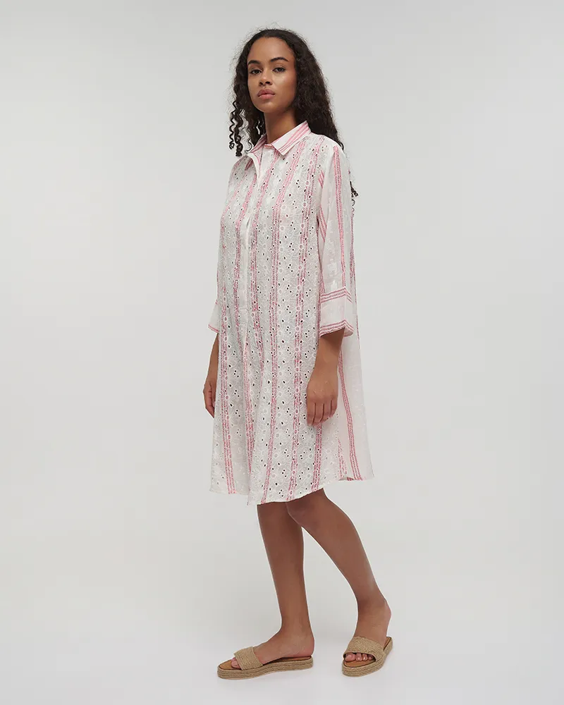 ΦΟΡΕΜΑ/ΠΟΥΚΑΜΙΣΑ ΜΕ 3/4 ΜΑΝΙΚΙ ΕΚΡΟΥ ΜΕ ΡΟΖ ΛΕΠΤΟΜΕΡΕΙΕΣ M/L (100% COTTON)