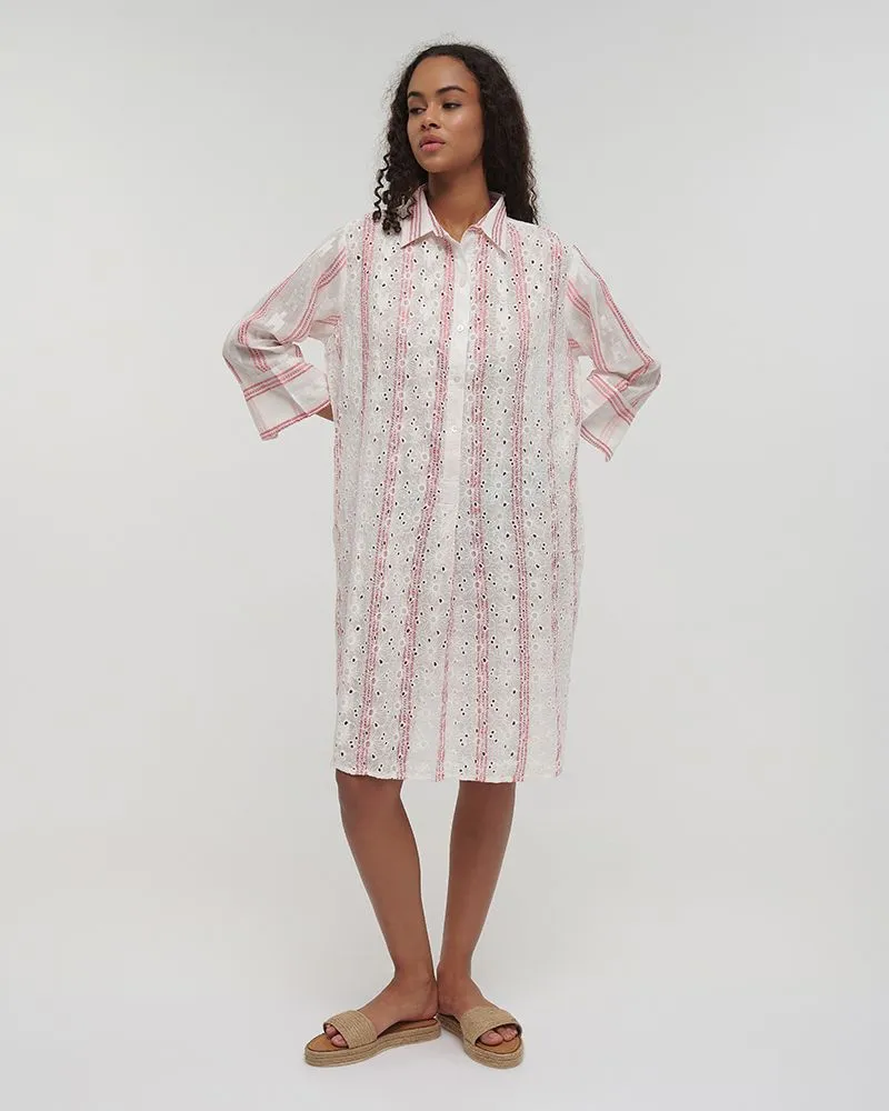 ΦΟΡΕΜΑ/ΠΟΥΚΑΜΙΣΑ ΜΕ 3/4 ΜΑΝΙΚΙ ΕΚΡΟΥ ΜΕ ΡΟΖ ΛΕΠΤΟΜΕΡΕΙΕΣ M/L (100% COTTON)