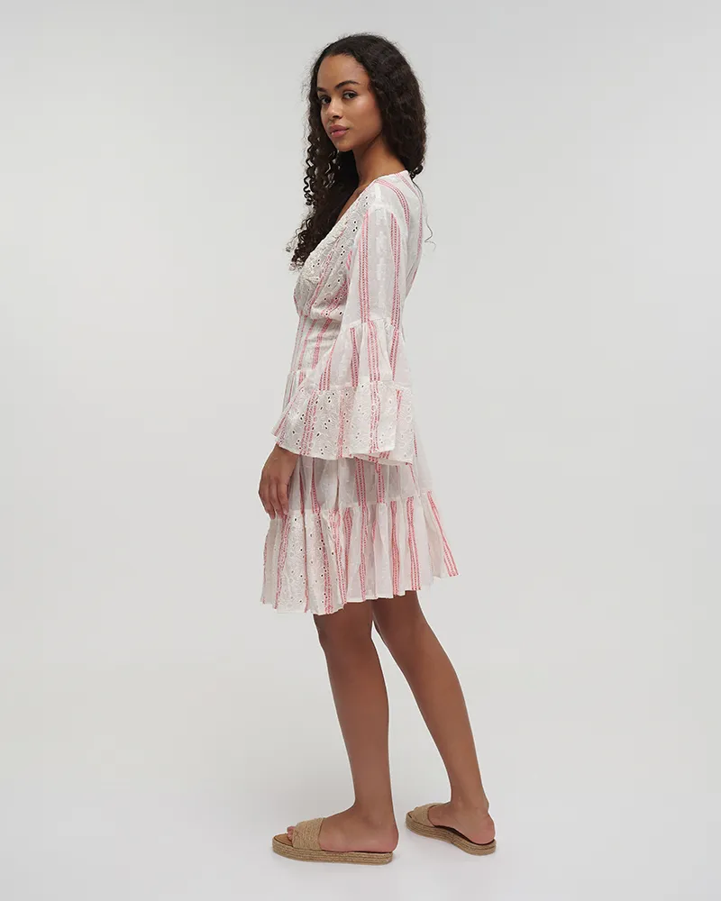 ΦΟΡΕΜΑ ΚΟΝΤΟ ΕΚΡΟΥ ΜΕ ΡΟΖ ΛΕΠΤΟΜΕΡΕΙΕΣ ONE SIZE (100% COTTON)