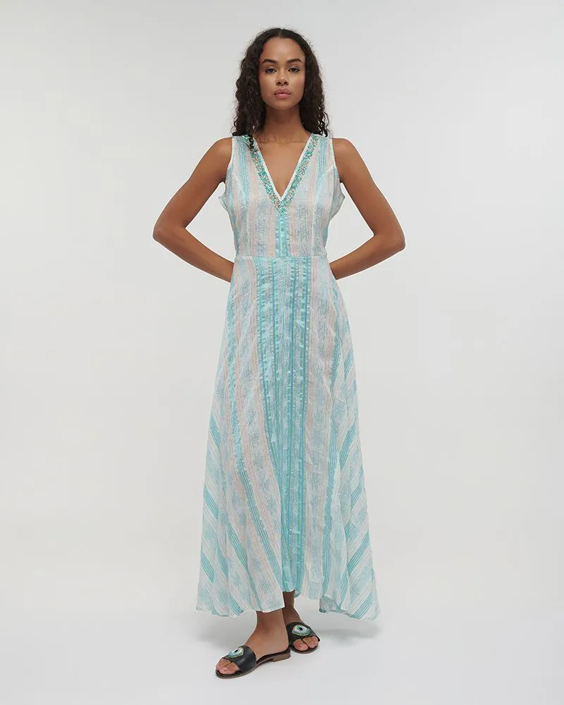 ΦΟΡΕΜΑ ΜΑΚΡΥ ΑΜΑΝΙΚΟ ΛΕΥΚΟ/ΜΠΛΕ M/L (100% COTTON)