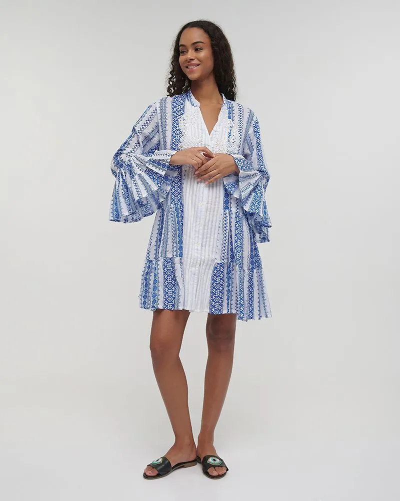 ΦΟΡΕΜΑ ΚΟΝΤΟ ΜΠΛΕ/ΛΕΥΚΟ ONE SIZE (100% COTTON)