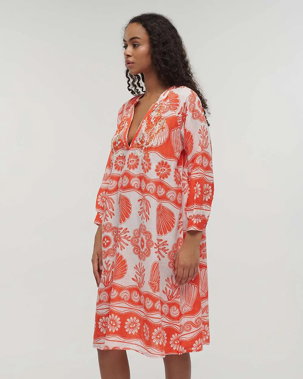 ΦΟΡΕΜΑ MIDI ΚΟΚΚΙΝΟ/ΛΕΥΚΟ ONE SIZE (100% COTTON)