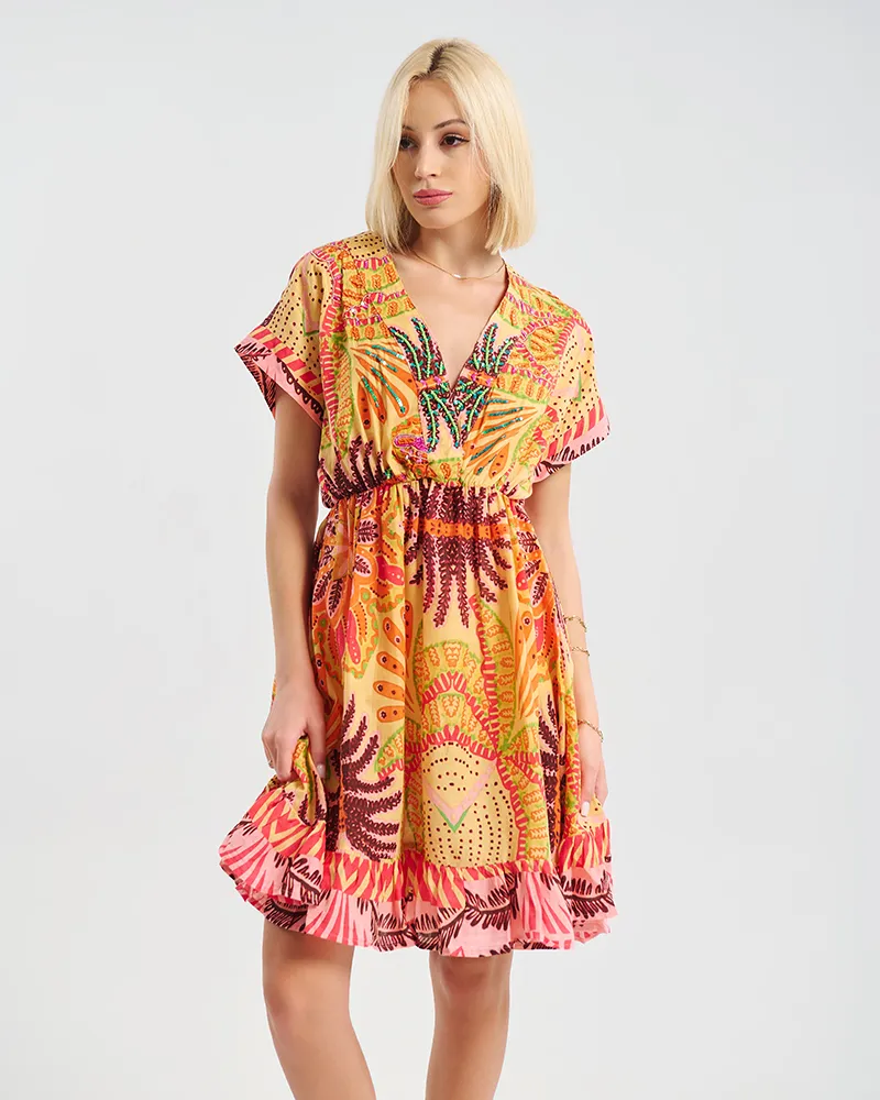 ΦΟΡΕΜΑ ΚΟΚΚΙΝΟ/ΠΟΡΤΟΚΑΛΙ  ΑΜΑΝΙΚΟ ONE SIZE (100% COTTON)