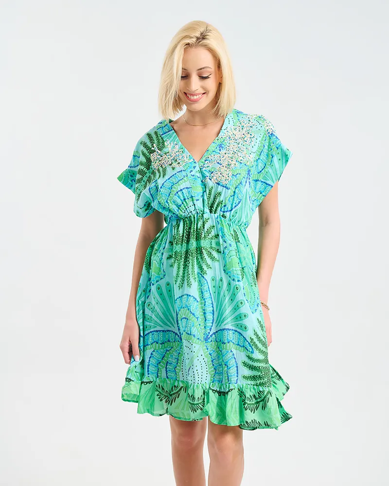 ΦΟΡΕΜΑ ΚΟΝΤΟ ΑΜΑΝΙΚΟ ΣΕ ΧΡΩΜΑ ΠΡΑΣΙΝΟ ONE SIZE (100% COTTON)