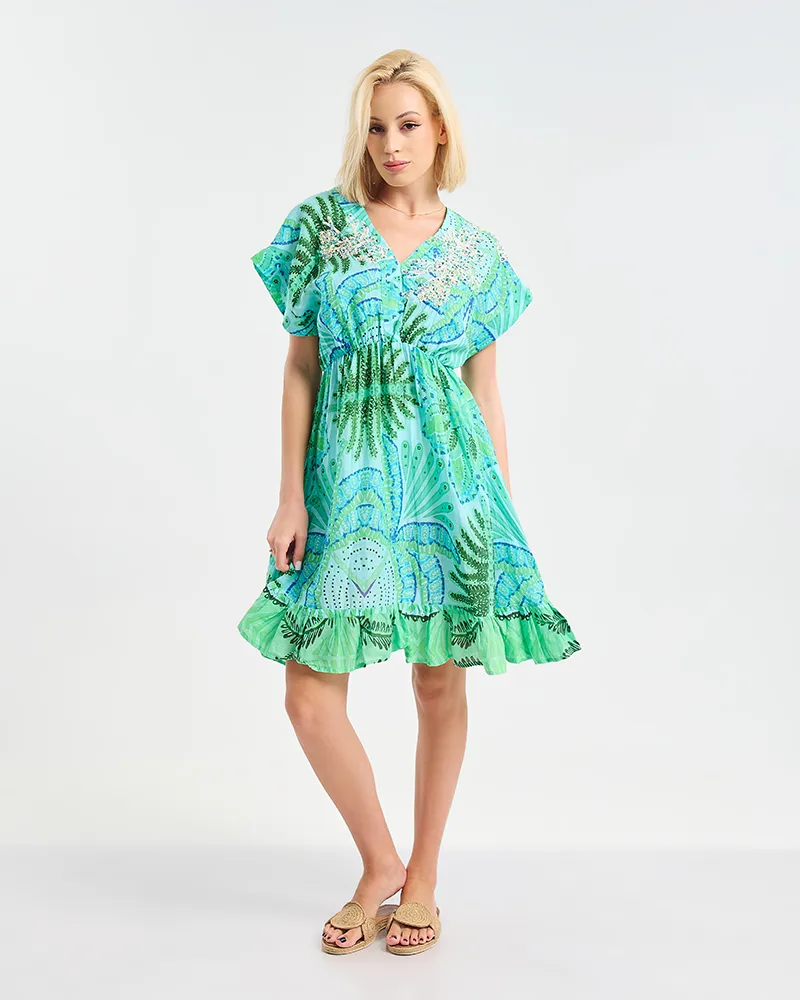 ΦΟΡΕΜΑ ΚΟΝΤΟ ΑΜΑΝΙΚΟ ΣΕ ΧΡΩΜΑ ΠΡΑΣΙΝΟ ONE SIZE (100% COTTON)