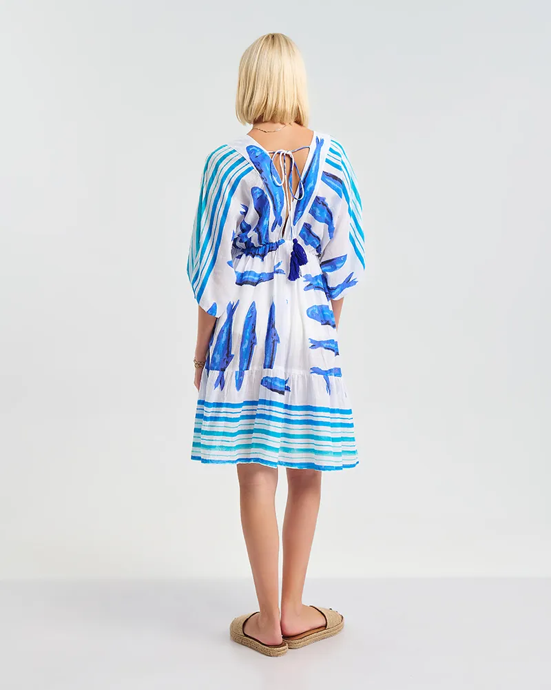 ΚΟΝΤΟ ΦΟΡΕΜΑ 3/4 ΛΕΥΚΟ ΧΡΩΜΑ  ΜΕ ΨΑΡΙΑ  ONE SIZE ( 100% COTTON)