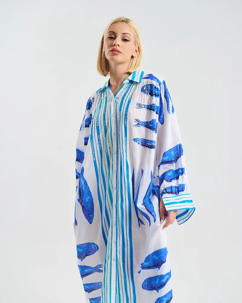 ΜΑΚΡΙΑ ΠΟΥΚΑΜΙΣΑ 3/4 ΣΕ ΛΕΥΚΟ ΧΡΩΜΑ ΜΕ ΨΑΡΙΑ ONE SIZE ( 100% COTTON) ΜΑΚΡΙΑ ΠΟΥΚΑΜΙΣΑ 3/4 ΣΕ ΛΕΥΚΟ ΧΡΩΜΑ ΜΕ ΨΑΡΙΑ ONE SIZE ( 100% COTTON)