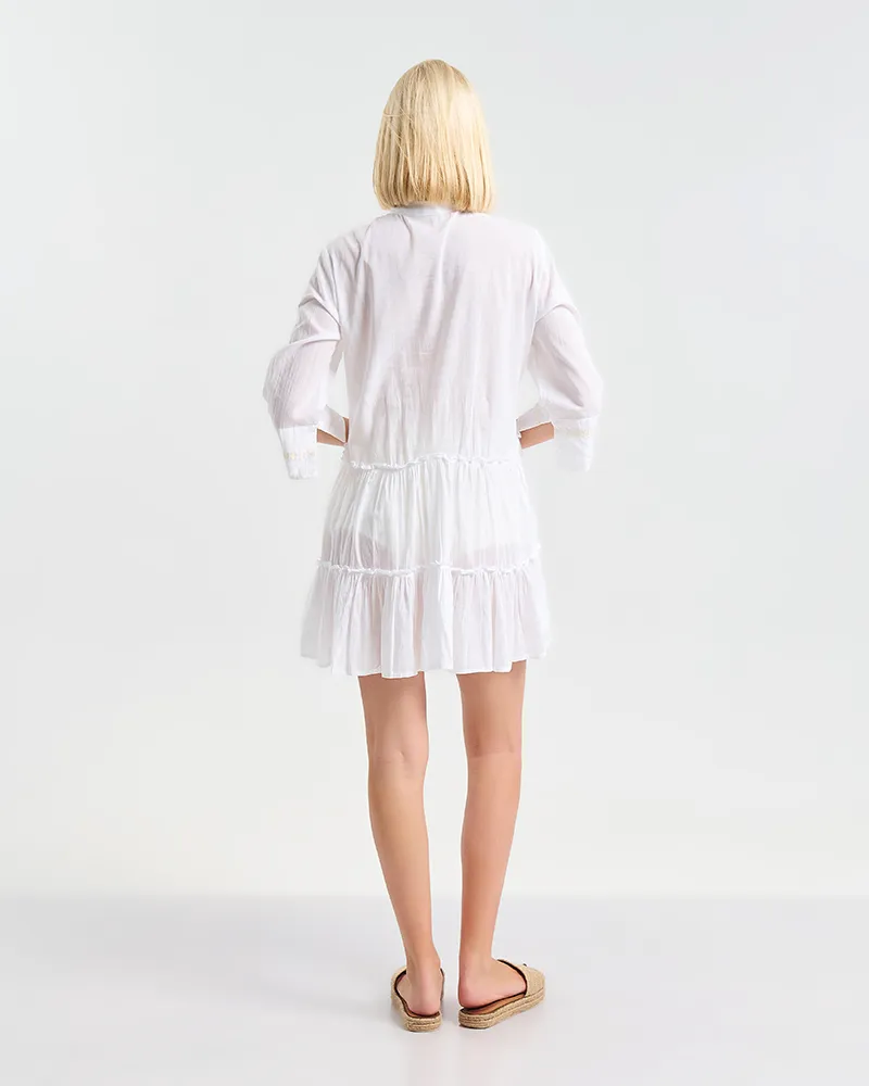 ΛΕΥΚΟ ΦΟΡΕΜΑ ΜΕ ΧΡΥΣΑ ΚΕΝΤΗΜΑΤΑ / ΚΟΥΜΠΙΑ S/M   ( 100% COTTON)