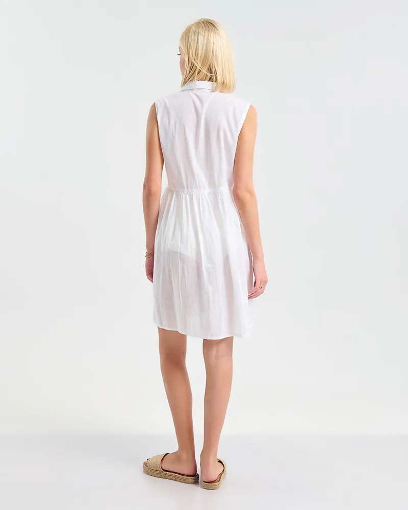 ΦΟΡΕΜΑ ΑΜΑΝΙΚΟ  ΚΟΝΤΟ ΛΕΥΚΟ ΜΕ ΜΕ ΚΕΝΤΗΜΑ S/M ( 100% COTTON)