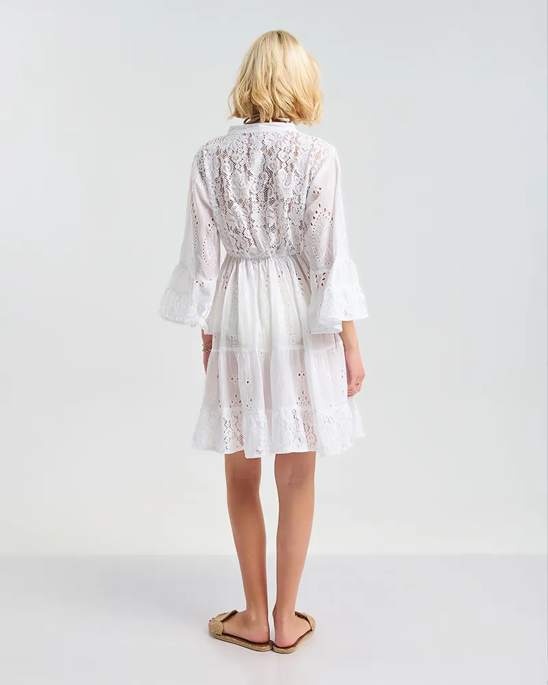 ΦΟΡΕΜΑ ΛΕΥΚΟ ME ΛΟΥΛΟΥΔΑΤΗ ΔΑΝΤΕΛΑ ONE SIZE  ( 100% COTTON)