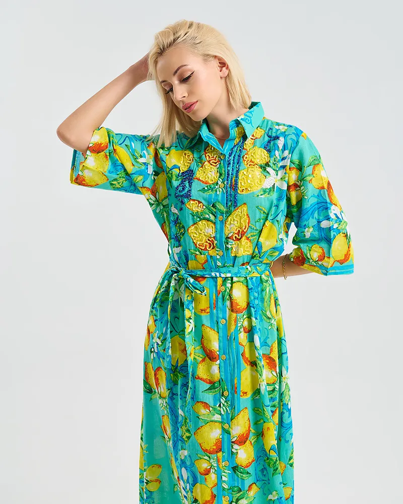 ΜΑΚΡΙΑ ΠΟΥΚΑΜΙΣΑ ”LEMONS” ΣΕ ΤΙΡΚΟΥΑΖ ΧΡΩΜΑ ΜΕ ΖΩΝΗ L/XL ( 100% COTTON) ΜΑΚΡΙΑ ΠΟΥΚΑΜΙΣΑ ”LEMONS” ΣΕ ΤΙΡΚΟΥΑΖ ΧΡΩΜΑ ΜΕ ΖΩΝΗ L/XL ( 100% COTTON)