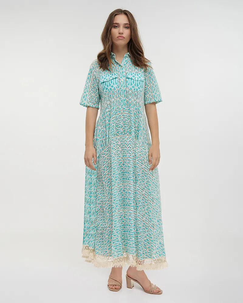 ΦΟΡΕΜΑ ΚΟΝΤΟ ΜΕ ΚΟΝΤΟ ΜΑΝΙΚΙ ΓΑΛΑΖΙΟ/ΛΕΥΚΟ ONE SIZE (100% COTTON)